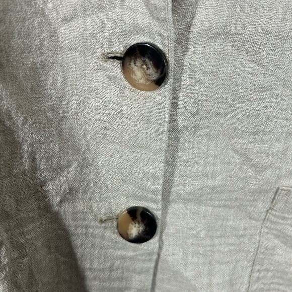 J.Jill Linen Chore Jacket Medium Petite | Lightweight Tan Beige Business Casual - Picture 9 of 13